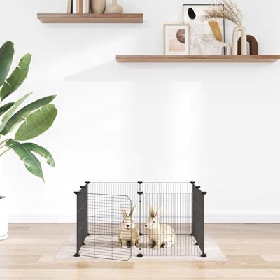 VidaXL Huisdierenkooi met deur 8 panelen 35x35 cm staal zwart