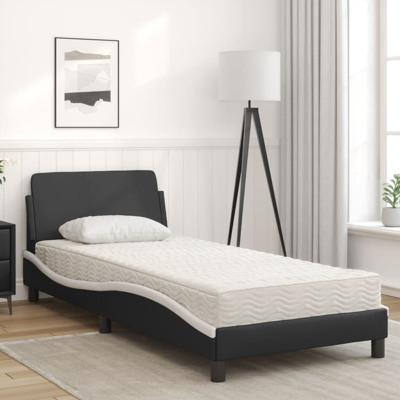 Bed met matras kunstleer zwart en wit 90x200 cm