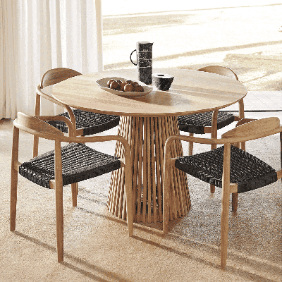 Kave Home Ronde Eettafel 'Jeanette' Teakhout, 120cm, kleur Naturel Kave Home Ronde Eettafel 'Jeanette' Teakhout, 120cm, kleur Naturel