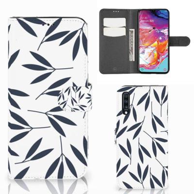 Samsung Galaxy A70 Hoesje Leaves Blue