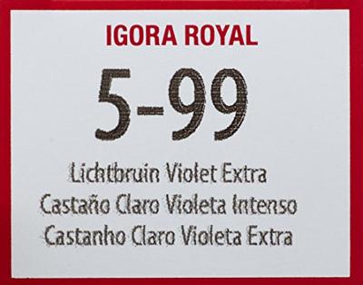 Schwarzkopf - Igora Royal Permanent Color Creme 5-99 Châtain clair violet extra 60 ml - thumbnail