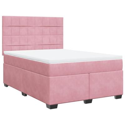 Boxspring met matras fluweel roze 140x190 cm