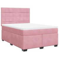 Boxspring met matras fluweel roze 140x190 cm - thumbnail