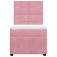 Boxspring met matras fluweel roze 140x200 cm - thumbnail