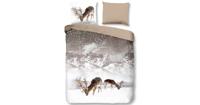 Good Morning Dekbedovertrek "herten in winterlandschap" - Zand - (240x200/220 cm) - Katoen Flanel - thumbnail