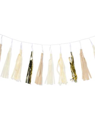 HEMA Slinger met kwastjes wit goud 3m