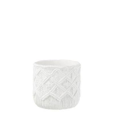 J-Line bloempot Geruit - cement - wit - medium - Ø 20 cm