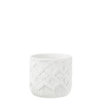 J-Line bloempot Geruit - cement - wit - medium - Ø 20 cm - thumbnail