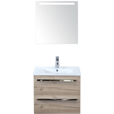 Seville Badmeubelset 60 cm - Craft Oak - Keramische Wastafel Wit Enjoy met Sence Spiegel