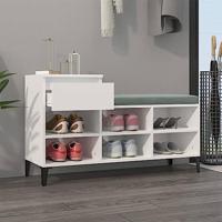 VidaXL Schoenenkast 102x36x60 cm bewerkt hout hoogglans wit - thumbnail