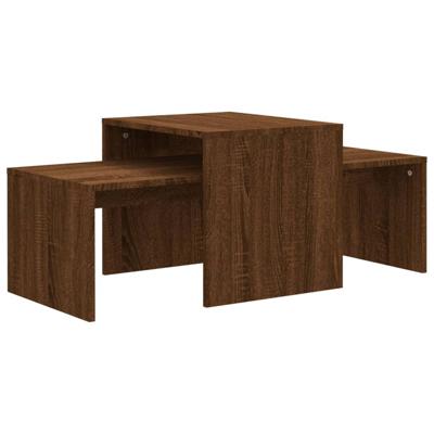 Salontafelset 100x48x40 cm bewerkt hout bruin eikenkleur Salontafelset 100x48x40 cm bewerkt hout bruin eikenkleur