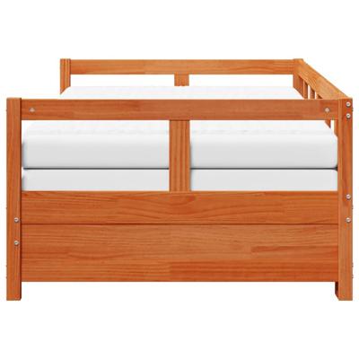 Slaapbank onderschuifbed matras 80x200 cm grenenhout wasbruin - thumbnail