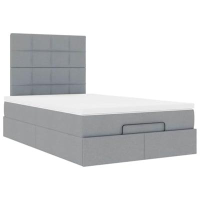 Ottoman bed met matras en LED's 120x200cm stof lichtgrijs