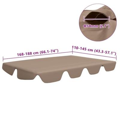 VidaXL Vervangingsluifel voor schommelbank 188/168x145/110 cm taupe