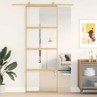 VidaXL Schuifdeur 76x205 cm helder esg-glas en aluminium goudkleurig - thumbnail