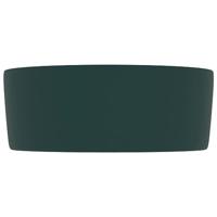 VidaXL Wastafel rond 40x15 cm keramiek mat donkergroen - thumbnail