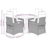5-delige Tuinset met kussens poly rattan grijs - thumbnail