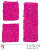 80&apos;s zweetband set neon roze - thumbnail