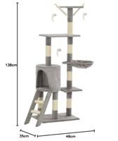 Kattenkrabpaal met sisal krabpalen 138 cm grijs - thumbnail