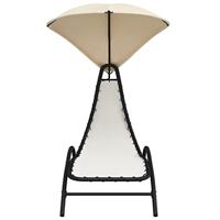 Ligbed met luifel 167x80x195 cm stof en staal crmekleurig - thumbnail