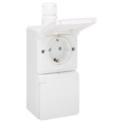 Niko Hydro stopcontact 2-voudig met randaarde verticaal waterdicht wit