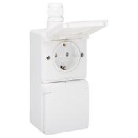 Niko Hydro stopcontact 2-voudig met randaarde verticaal waterdicht wit - thumbnail