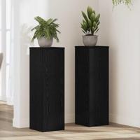 Plantenstandaard 2 pcs Zwart eiken 25 x 25 x 80 cm Bewerkt hout - thumbnail