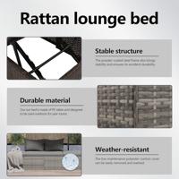 Tuinbed 195x60 cm poly rattan grijs - thumbnail