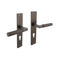 Intersteel Deurklink Bau-Stil op schild profielcilindergat 72mm antraciet grijs - thumbnail