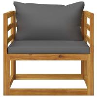 Tuinstoel met donkergrijze kussens massief acaciahout - thumbnail