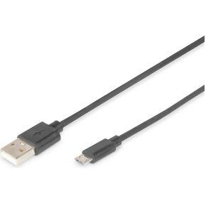 Digitus USB-kabel USB 2.0 USB-A stekker, USB-micro-B stekker 1.80 m Zwart Rond, Afgeschermd (dubbel) DB-300127-018-S