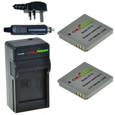 2 x NB-4L accu's voor Canon - Charger Kit + car-charger - UK version 2 x NB-4L accu's voor Canon - Charger Kit + car-charger - UK version