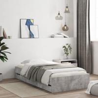 Bedframe met lades bewerkt hout betongrijs 90x190 cm - thumbnail