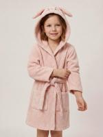 Badjas kind konijn gerecycled katoen personaliseerbaar roze (poederkleur) - thumbnail