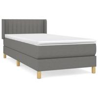 Boxspring met matras stof donkergrijs 90x200 cm - thumbnail