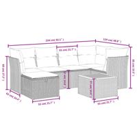 7-delige Loungeset met kussens poly rattan beige - thumbnail