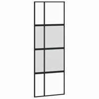 Schuifdeur met beslagset 76x205 cm gehard glas zwart - thumbnail