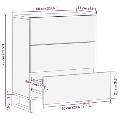Dressoir met lade Bruin 60 x 33.5 x 75 cm Massief mangohout