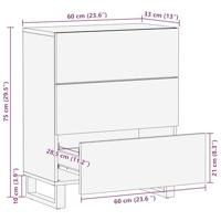 Dressoir met lade Bruin 60 x 33.5 x 75 cm Massief mangohout - thumbnail