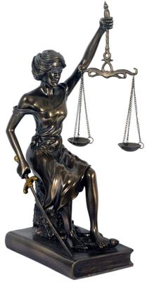 Beeld Godin Vrouwe Justitia Bronskleurig - 30 cm