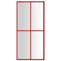VidaXL Inloopdouchewand transparant 100x195 cm esg-glas rood - thumbnail