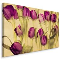Schilderij Paarse tulpen (print op canvas), 4 maten, wanddecoratie - thumbnail