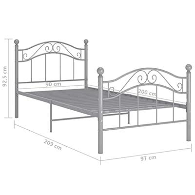 Bedframe metaal grijs 90x200 cm Bedframe metaal grijs 90x200 cm