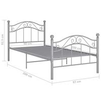 Bedframe metaal grijs 90x200 cm - thumbnail