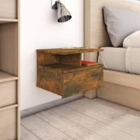 Nachtkastje zwevend 40x31x27 cm bewerkt hout gerookt eikenkleur - thumbnail