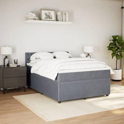 Boxspring met matras fluweel donkergrijs 140x190 cm