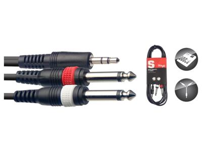 Stagg SYC3/MPS2P E 3.5 mm TRS jack - 2x 6.3 mm TS kabel 3m