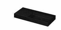 INK United Wastafel Porselein Rechts met 1 Kraangat incl. Porseleinen Click Plug en Verborgen Overloop Systeem - 1000x450x110 mm - Mat Zwart - thumbnail