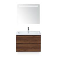 Vogue Badmeubelset 80 cm - Greeplijst in kleur - Walnoot - Keramische Wastafel Wit 1 kraangat - met Sence Spiegel - thumbnail