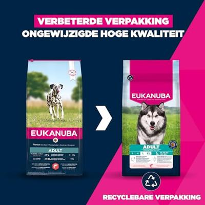 Eukanuba Hondenvoer Droog met zalm & gerst voor grote rassen – premium droogvoer voor volwassen honden, 12 kg